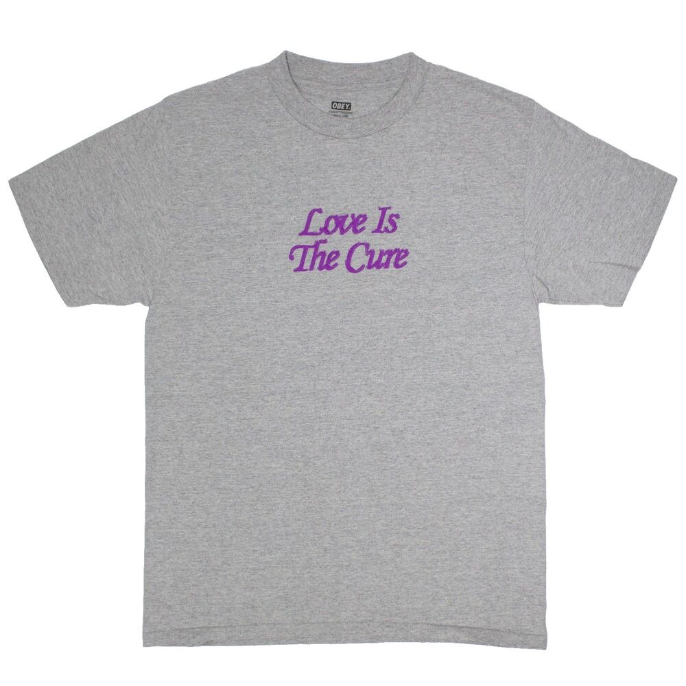 OBEY "Love is the Cure" T-Shirt Gray Purple Adult Size S (A5)